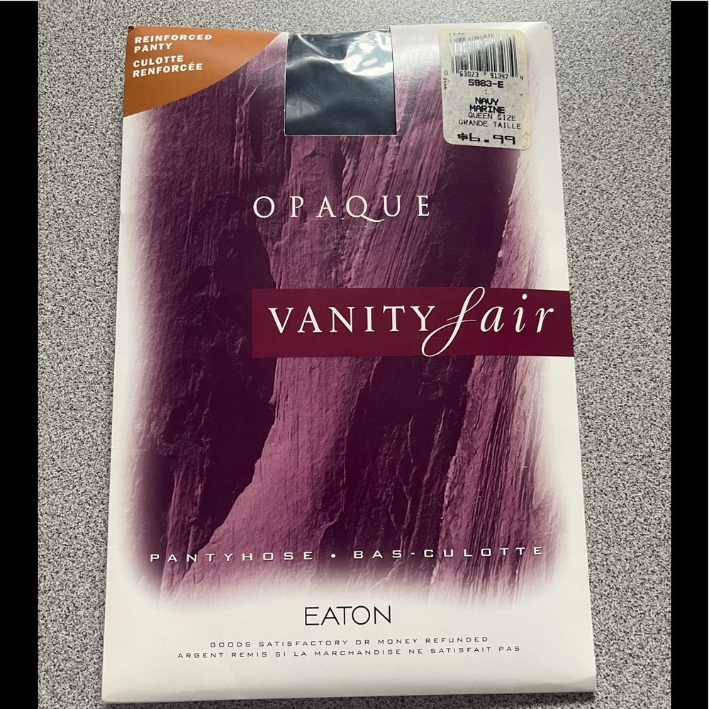 Vintage Vanity Fair Navy Blue Pantyhose Queen Size